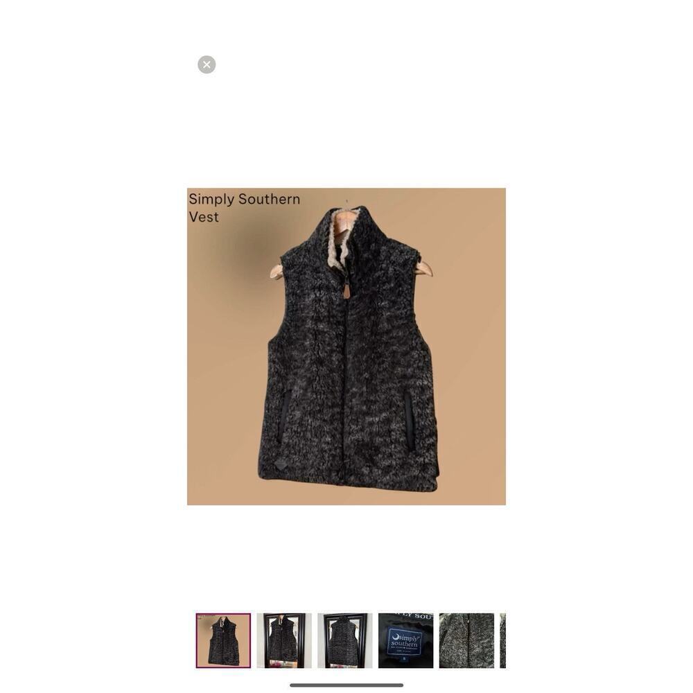 Simply Southern Gray Sherpa Vest Small - Picture 2 of 7